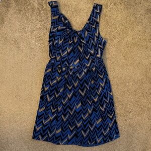 Broadway & Broome Chevron Blue and Black Mini Dress